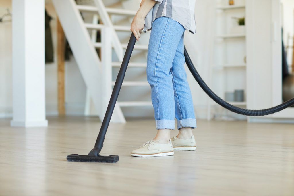 Woman cleaning the floor